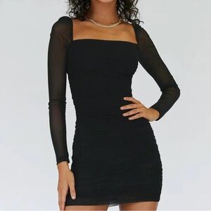 Black Long Sleeve Mini Dress